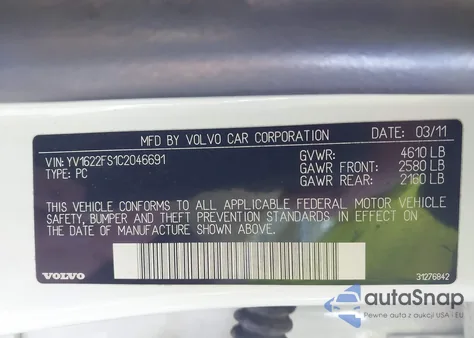 2012 Volvo S60 T5 из США, поврежденный, VIN YV1622FS1C2046691